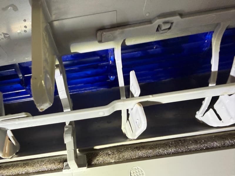 Ductless mini-split interior after GreenPump Care deep clean, coils and louvers clear